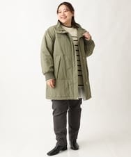 OLULS02259 eur3(エウルキューブ) 【大きいサイズ】ナイロンワッシャー中綿スタンドコート カーキ(36)