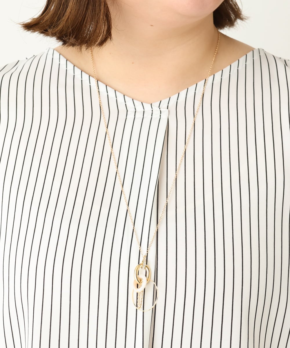 OZ2EA08039 eur3(エウルキューブ) MIXリングモチーフロングネックレス ゴールド