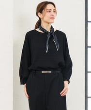 OZ3JD07034 eur3(エウルキューブ) 剣先プリーツドット柄スカーフ ブラック