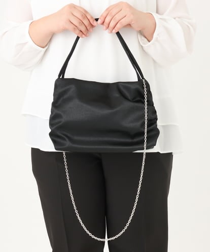 OZ5CA01069 eur3 サイドギャザーサテンミニトートバッグ