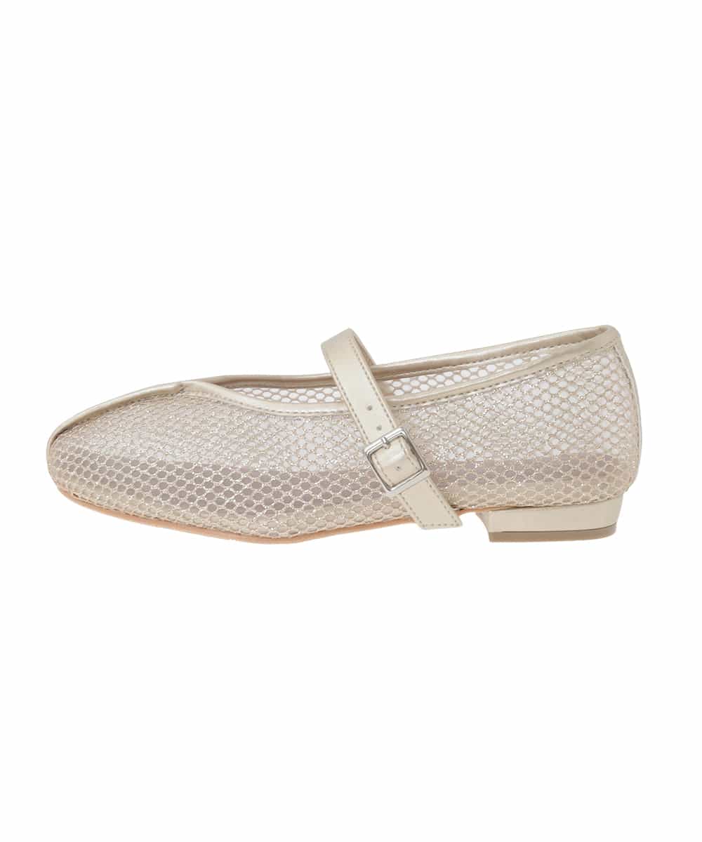 OZ6ED04079 eur3(エウルキューブ) 【la farfaコラボ】Vカットメッシュパンプス ゴールド