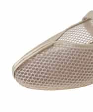 OZ6ED04079 eur3(エウルキューブ) 【la farfaコラボ】Vカットメッシュパンプス ゴールド