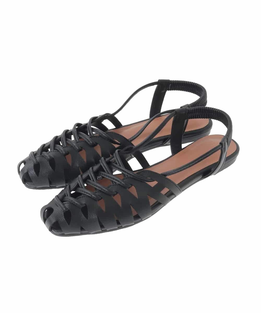 OZ6GD05089 eur3(エウルキューブ) カットワークレースアップパンプス ブラック