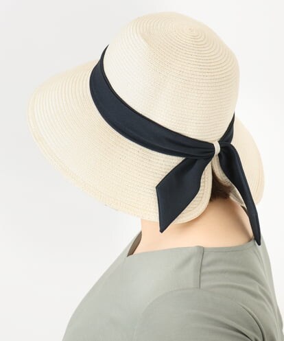 OZ7FA04039 eur3 配色リボンスリット麦わらハット