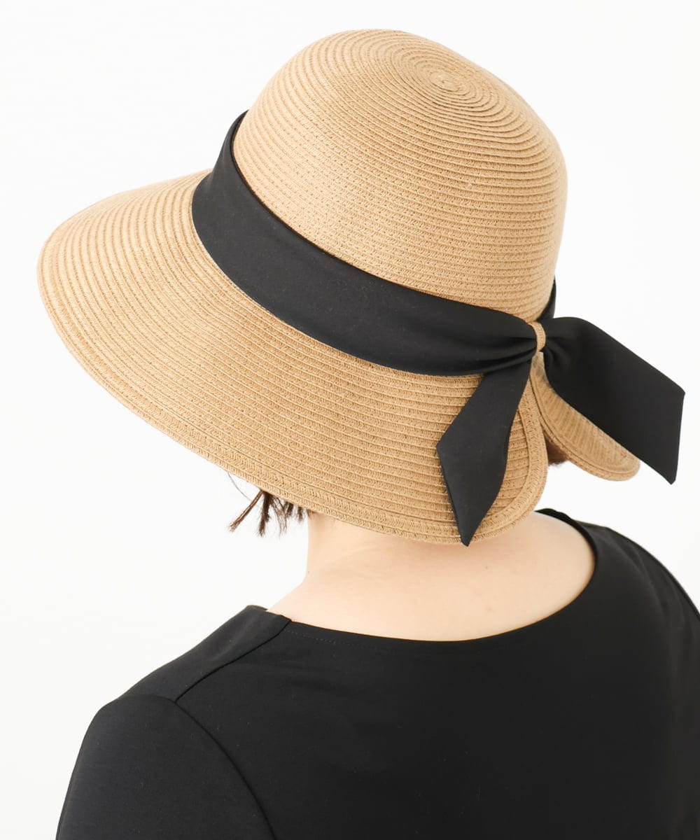 OZ7FA04039 eur3(エウルキューブ) 配色リボンスリット麦わらハット キャメル(83)