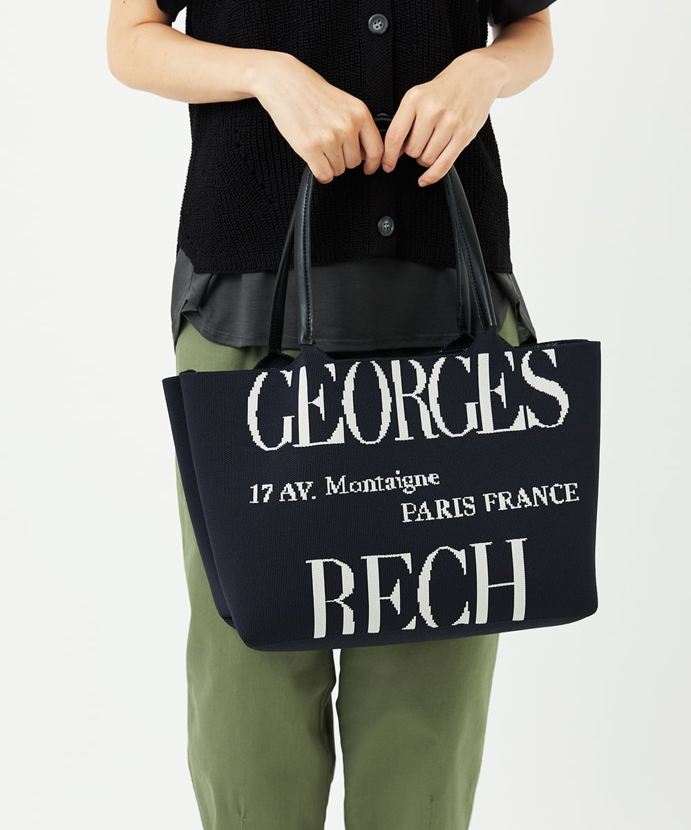 PF5AD01150 GEORGES RECH(小さいサイズ)(メゾン ドゥ サンク) ロゴニットトートバッグ ブラウン系