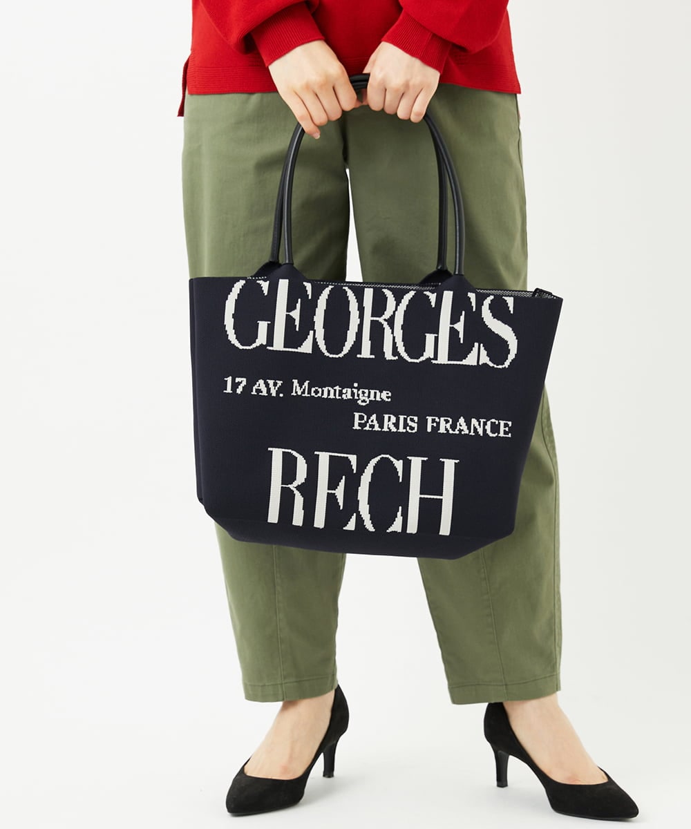 PF5AD01150 GEORGES RECH(小さいサイズ)(メゾン ドゥ サンク) ロゴニットトートバッグ ブラック系