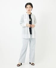 PHBGA20250 GEORGES RECH(小さいサイズ)(メゾン ドゥ サンク)  [日本製]サンディーローンタックシャツブラウス ライトブルー(ストライプ）