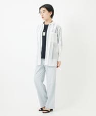 PHBGA20250 GEORGES RECH(小さいサイズ)(メゾン ドゥ サンク)  [日本製]サンディーローンタックシャツブラウス ライトブルー(ストライプ）
