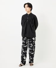 PHBGA42330 GEORGES RECH(小さいサイズ)(メゾン ドゥ サンク) バンドカラーハンドスモッキング7分袖ブラウス ホワイト