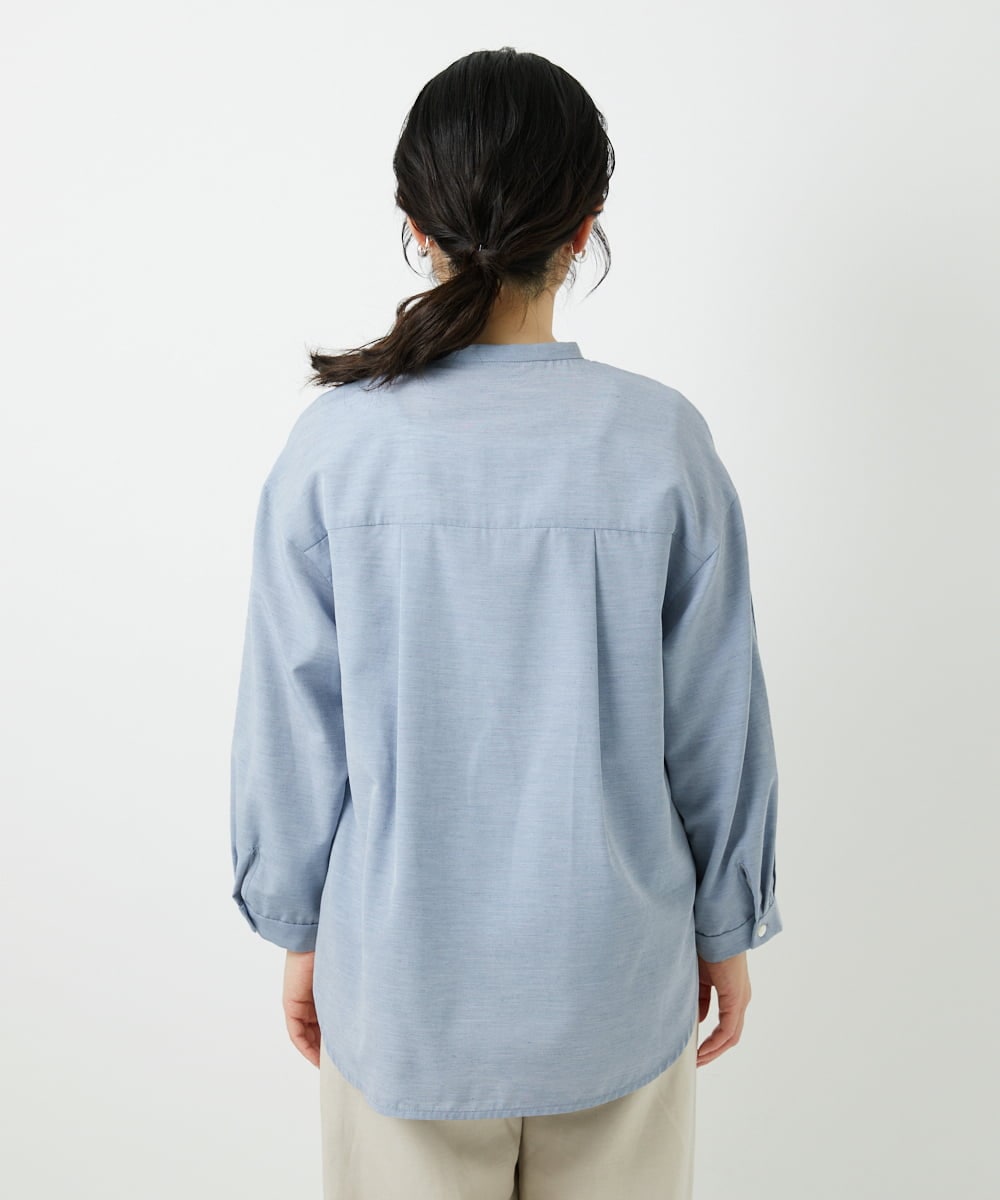 PHBGD22290 GEORGES RECH(小さいサイズ)(メゾン ドゥ サンク) アイレット刺繡8分袖ブラウス ライトブルー