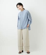 PHBGD22290 GEORGES RECH(小さいサイズ)(メゾン ドゥ サンク) アイレット刺繡8分袖ブラウス ライトブルー