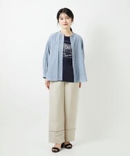 PHBGD22290 GEORGES RECH(小さいサイズ)(メゾン ドゥ サンク) アイレット刺繡8分袖ブラウス ライトブルー