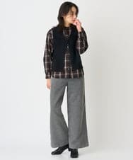 PHBJE21290 GEORGES RECH(小さいサイズ)(メゾン ドゥ サンク)  [セットアップ対応]スタンドカラーチェックブラウス ブラウン