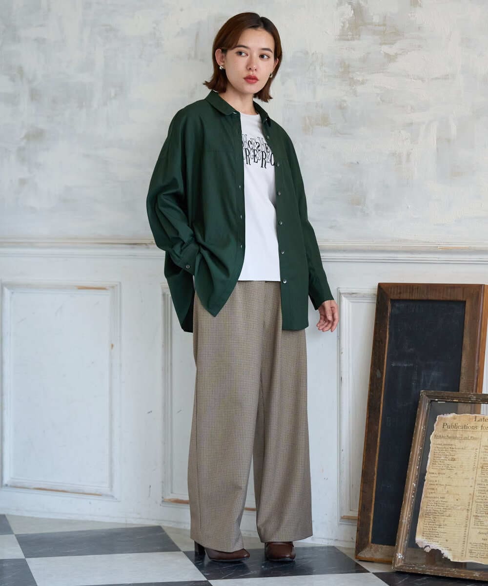 PHBJE24290 GEORGES RECH(小さいサイズ)(メゾン ドゥ サンク) フィブリルブロードシャツ グリーン