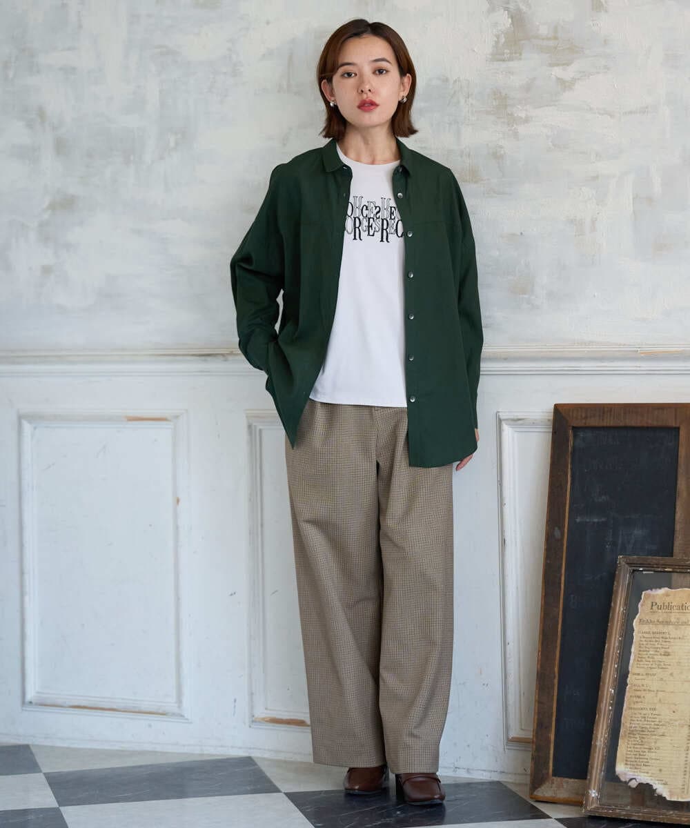 PHBJE24290 GEORGES RECH(小さいサイズ)(メゾン ドゥ サンク) フィブリルブロードシャツ グリーン