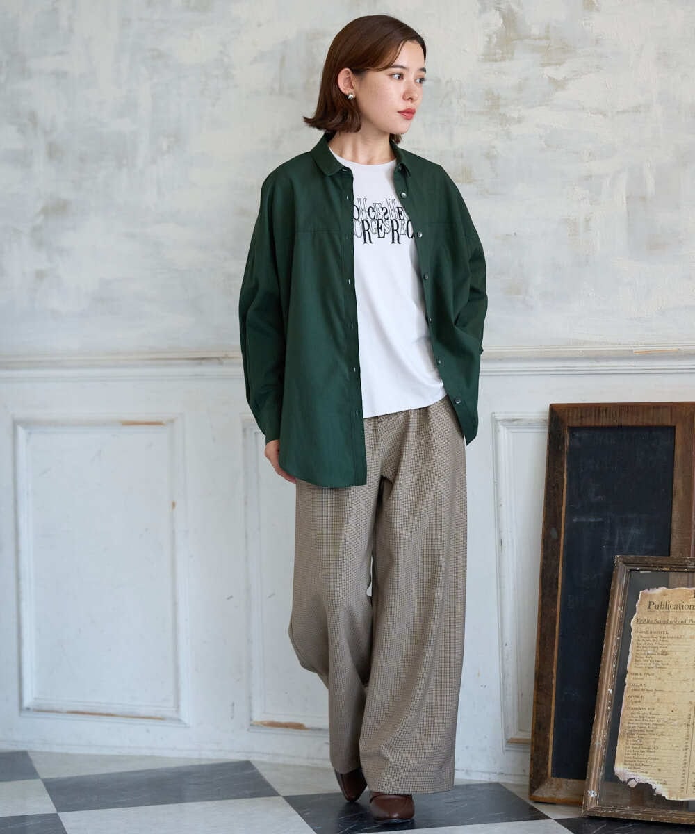 PHBJE24290 GEORGES RECH(小さいサイズ)(メゾン ドゥ サンク) フィブリルブロードシャツ グリーン
