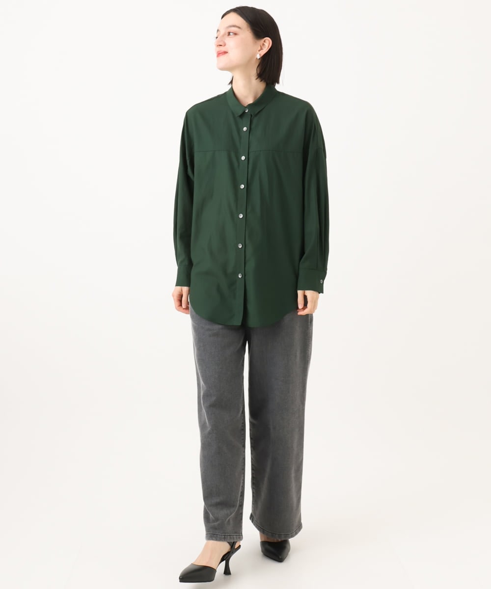 PHBJE24290 GEORGES RECH(小さいサイズ)(メゾン ドゥ サンク) フィブリルブロードシャツ グリーン