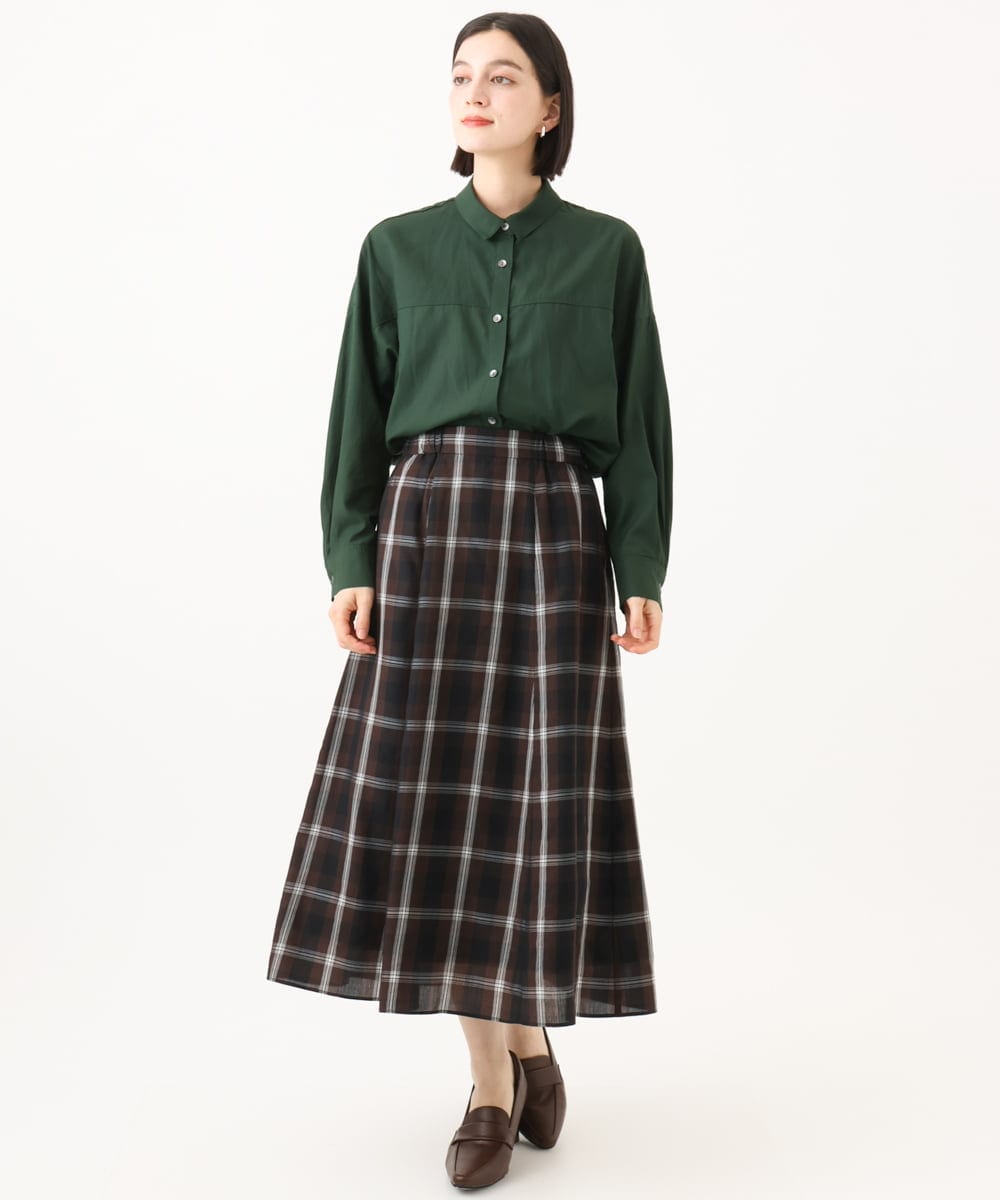 PHBJE24290 GEORGES RECH(小さいサイズ)(メゾン ドゥ サンク) フィブリルブロードシャツ グリーン