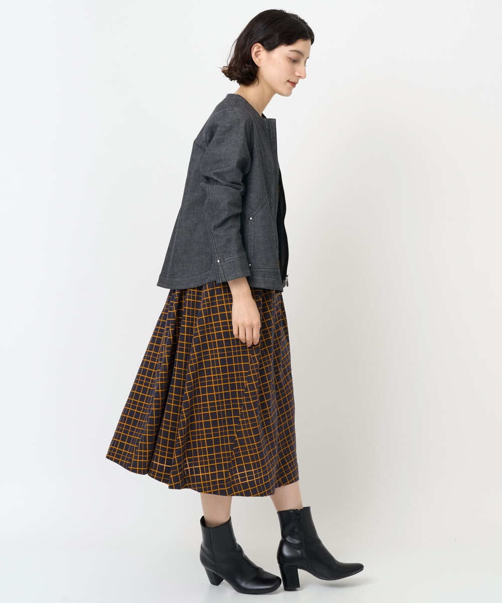 PHEJB41490 GEORGES RECH(小さいサイズ)(メゾン ドゥ サンク) Aラインオパールチェックワンピース オレンジ