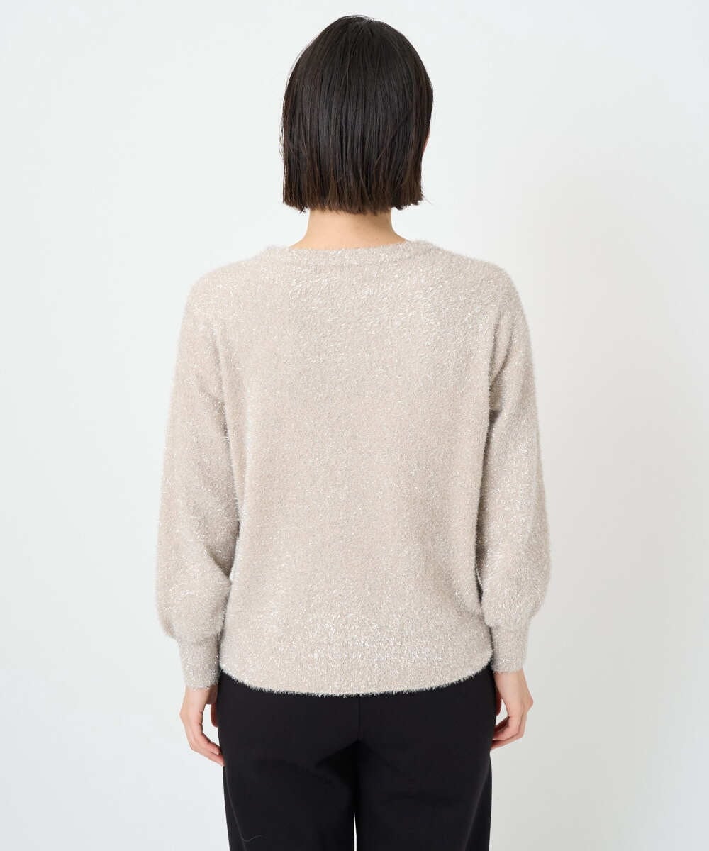 PHFCF51230 GEORGES RECH(小さいサイズ)(メゾン ドゥ サンク) メタリックシャギークルーネックニット ベージュ