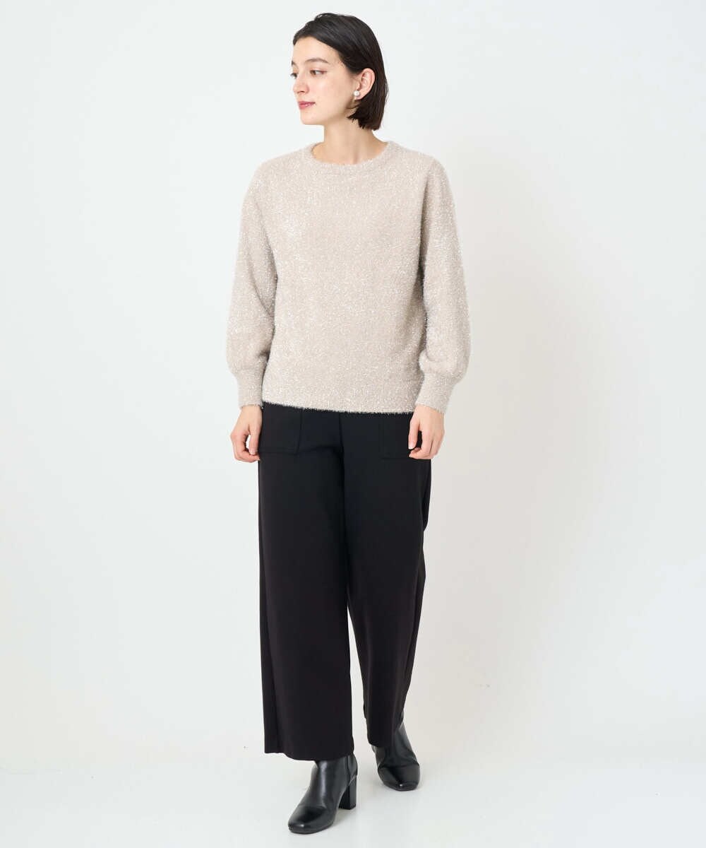 PHFCF51230 GEORGES RECH(小さいサイズ)(メゾン ドゥ サンク) メタリックシャギークルーネックニット ベージュ