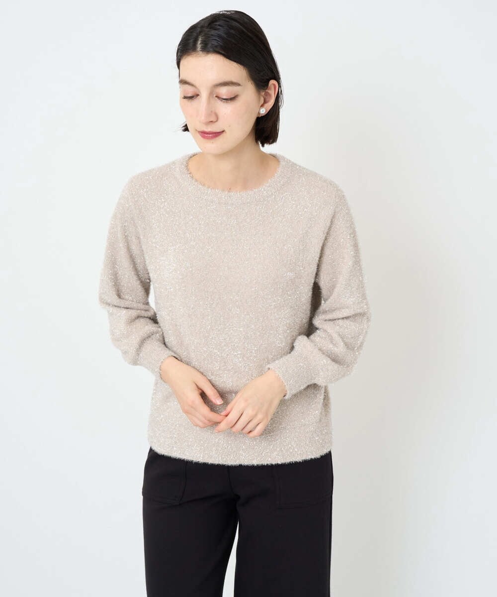 PHFCF51230 GEORGES RECH(小さいサイズ)(メゾン ドゥ サンク) メタリックシャギークルーネックニット ベージュ