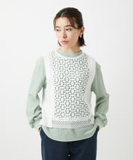 PHFEE23230 GEORGES RECH(小さいサイズ)(メゾン ドゥ サンク) 幾何レースショートニットベスト ホワイト