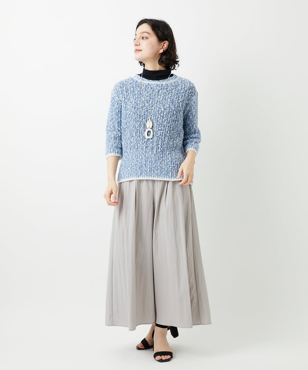 PHFGD02230 GEORGES RECH(小さいサイズ)(メゾン ドゥ サンク) コットンスラブヤーン5分袖ニット ベージュ