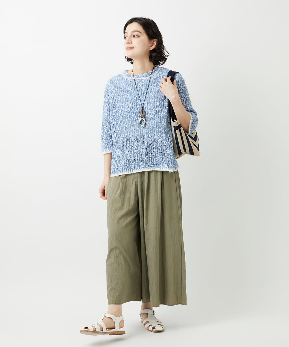 PHFGD02230 GEORGES RECH(小さいサイズ)(メゾン ドゥ サンク) コットンスラブヤーン5分袖ニット ベージュ