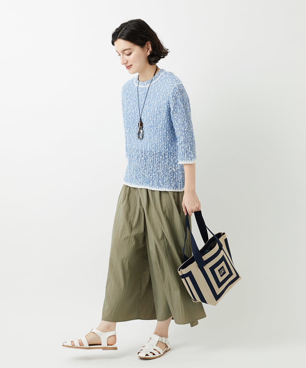 PHFGD02230 GEORGES RECH(小さいサイズ)(メゾン ドゥ サンク) コットンスラブヤーン5分袖ニット ベージュ