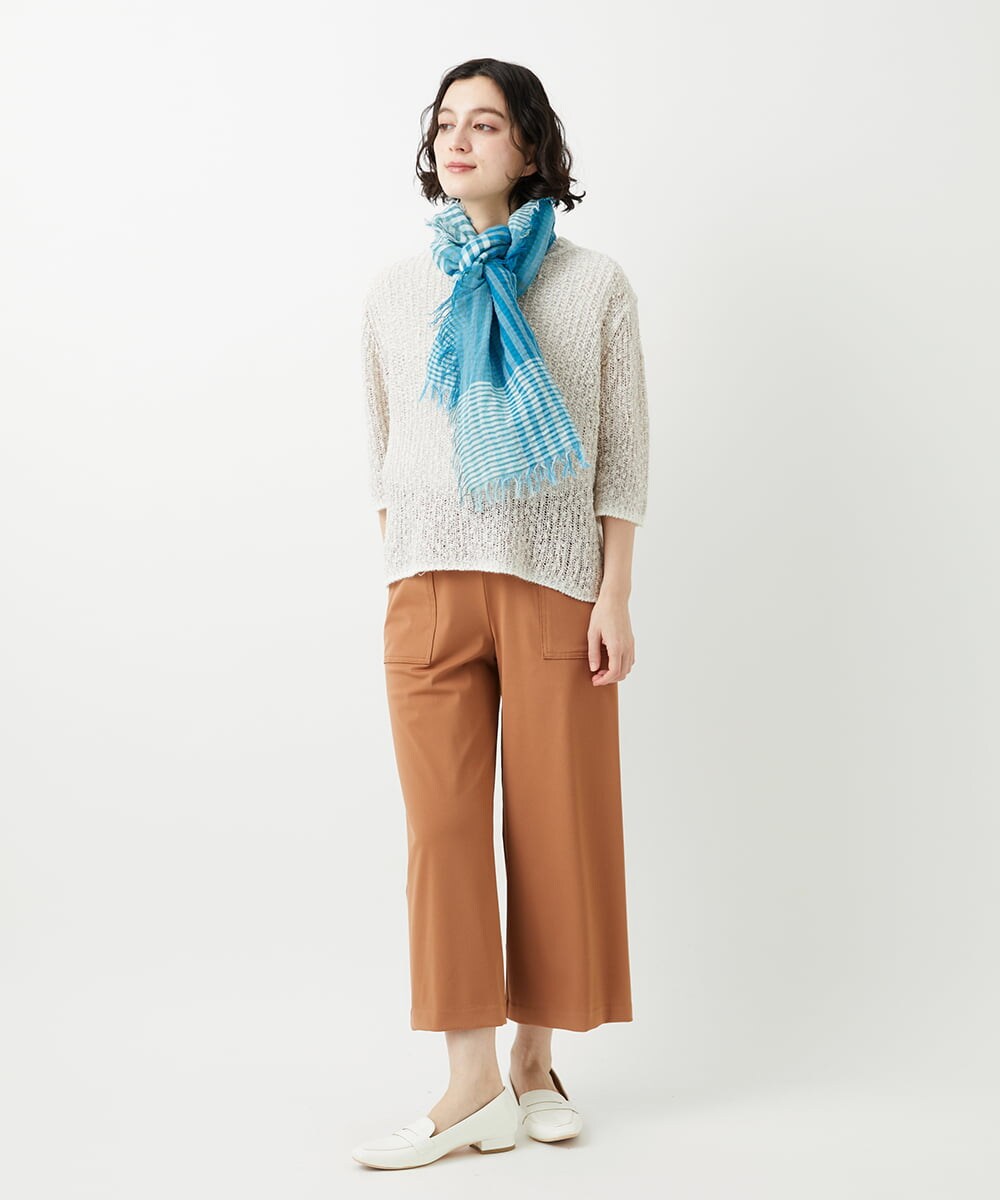 PHFGD02230 GEORGES RECH(小さいサイズ)(メゾン ドゥ サンク) コットンスラブヤーン5分袖ニット ベージュ