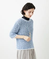 PHFGD02230 GEORGES RECH(小さいサイズ)(メゾン ドゥ サンク) コットンスラブヤーン5分袖ニット ベージュ
