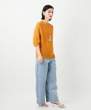 PHFGD15230 GEORGES RECH(小さいサイズ)(メゾン ドゥ サンク)  [日本製]ホールガーメントストレッチ5分袖ニット ホワイト