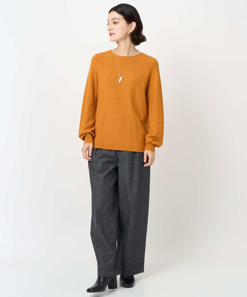 PHFJB47230 GEORGES RECH(小さいサイズ)(メゾン ドゥ サンク)  [日本製]ガーター編みニットプルオーバー マスタード系