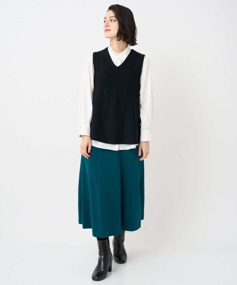 PHHAD30330 GEORGES RECH(小さいサイズ)(メゾン ドゥ サンク)  [セットアップ対応]ジャージーセミフレアスカート ダークグレー