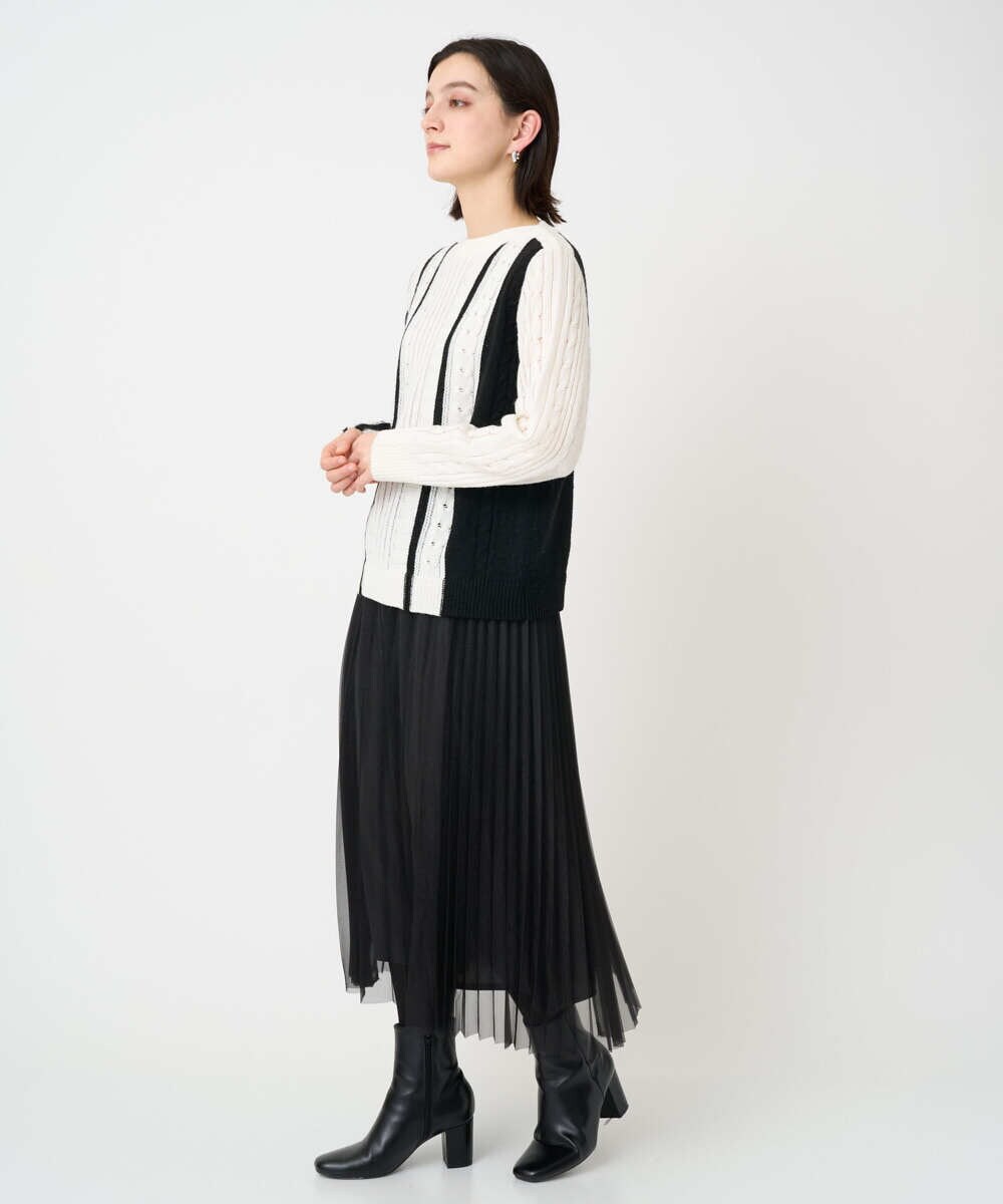 PHHCD65360 GEORGES RECH(小さいサイズ)(メゾン ドゥ サンク)  [日本製]アコーディオンシアープリーツスカート ライトグレー