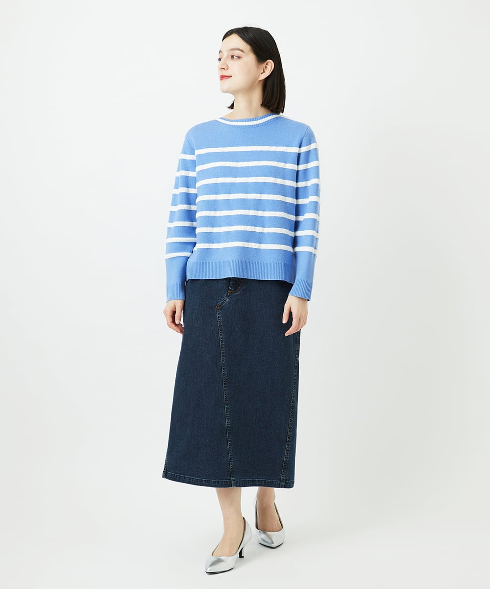 PHHEE01290 GEORGES RECH(小さいサイズ)(メゾン ドゥ サンク)  [セットアップ対応]ジャージーデニムセミタイトスカート ブルー