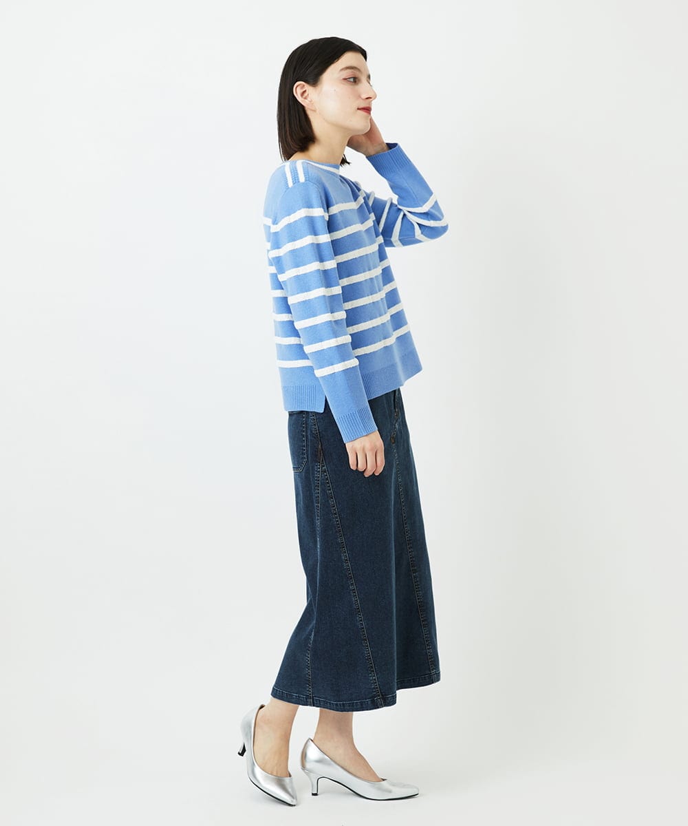 PHHEE01290 GEORGES RECH(小さいサイズ)(メゾン ドゥ サンク)  [セットアップ対応]ジャージーデニムセミタイトスカート ブルー