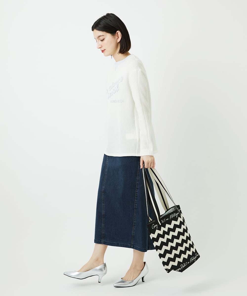 PHHEE01290 GEORGES RECH(小さいサイズ)(メゾン ドゥ サンク)  [セットアップ対応]ジャージーデニムセミタイトスカート ブルー