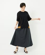 PHHHB05290 GEORGES RECH(小さいサイズ)(メゾン ドゥ サンク) [撥水加工]タフタギャザーフレアスカート ダークグレー