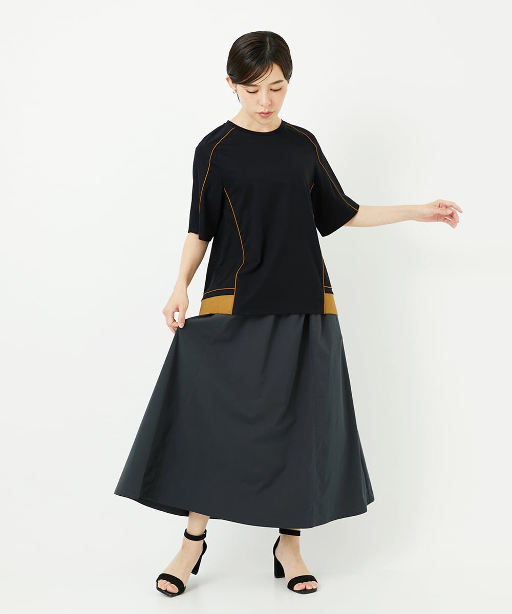PHHHB05290 GEORGES RECH(小さいサイズ)(メゾン ドゥ サンク) [撥水加工]タフタギャザーフレアスカート ダークグレー