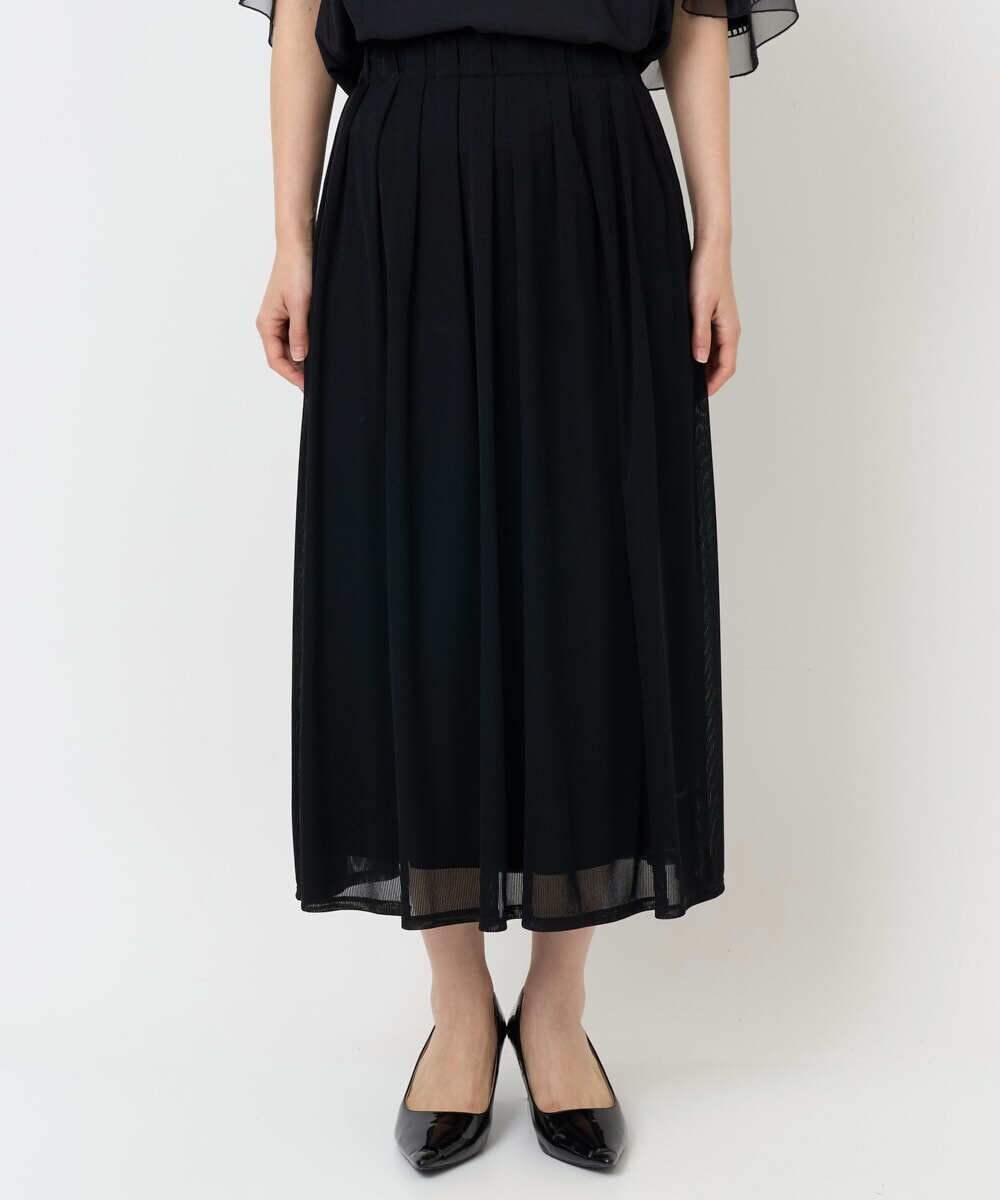 PHHJB22330 GEORGES RECH(小さいサイズ)(メゾン ドゥ サンク) シアーストライプティアードスカート ブラック