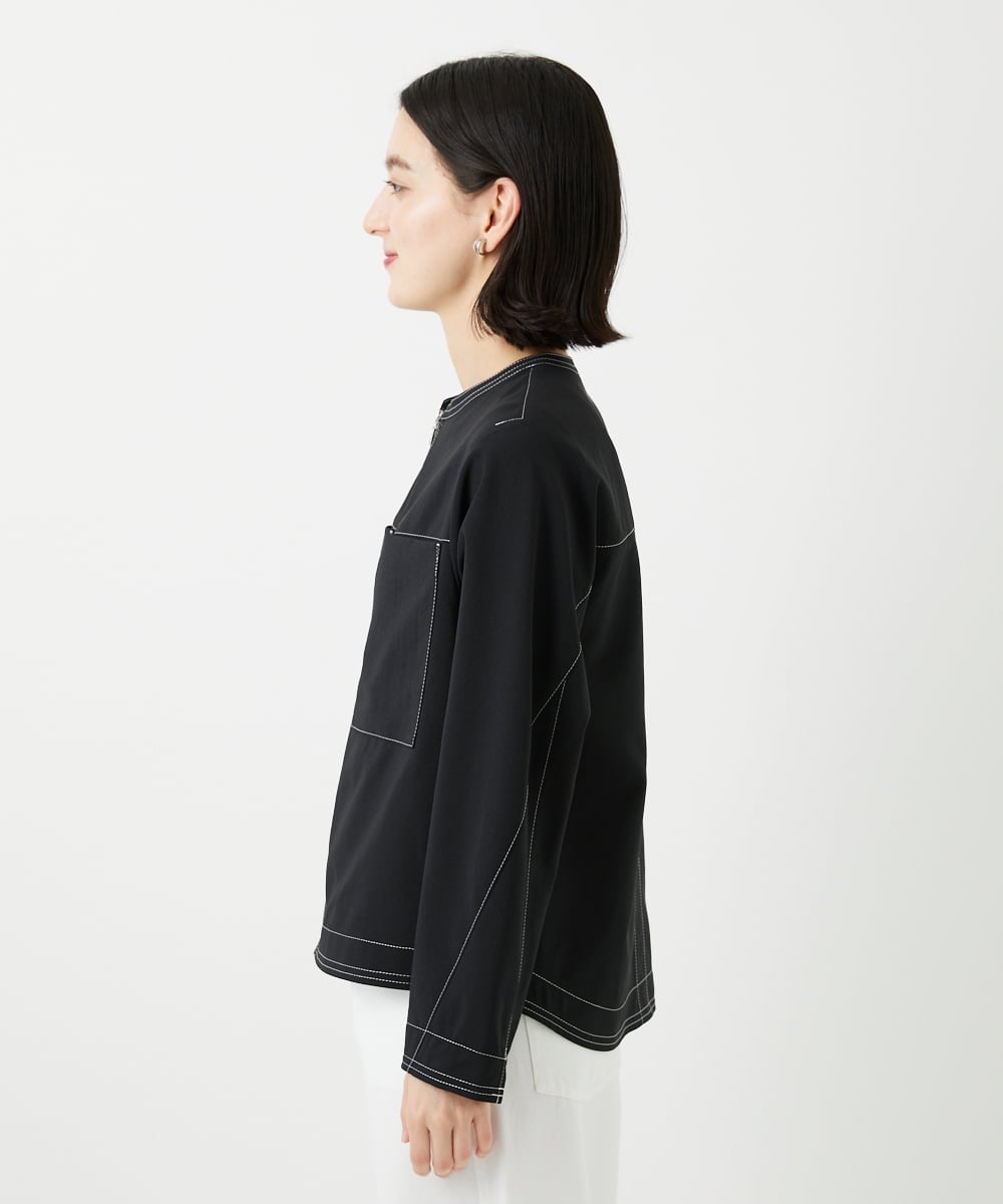 PHJGD12360 GEORGES RECH(小さいサイズ)(メゾン ドゥ サンク)  [セットアップ対応]ノーカラージップジャケット ブラック