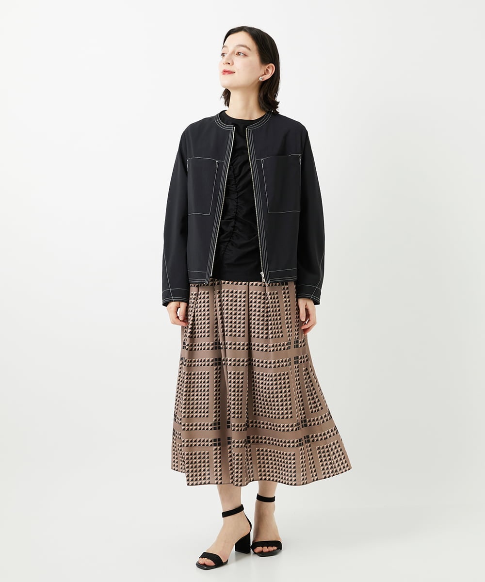 PHJGD12360 GEORGES RECH(小さいサイズ)(メゾン ドゥ サンク)  [セットアップ対応]ノーカラージップジャケット ブラック