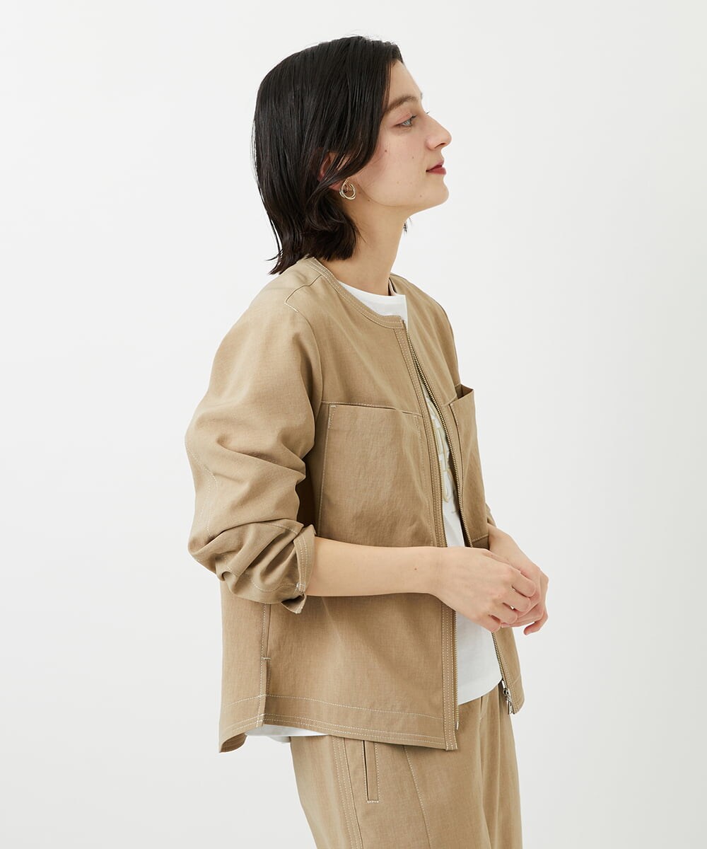 PHJGD12360 GEORGES RECH(小さいサイズ)(メゾン ドゥ サンク)  [セットアップ対応]ノーカラージップジャケット ブラック