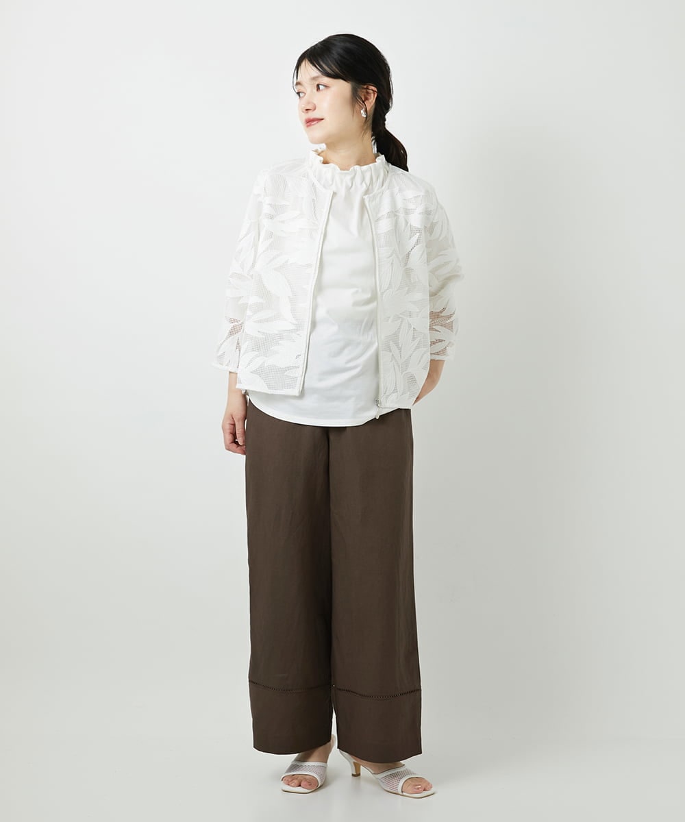 PHJGD37330 GEORGES RECH(小さいサイズ)(メゾン ドゥ サンク) メッシュアップリケノーカラージャケット ブラック