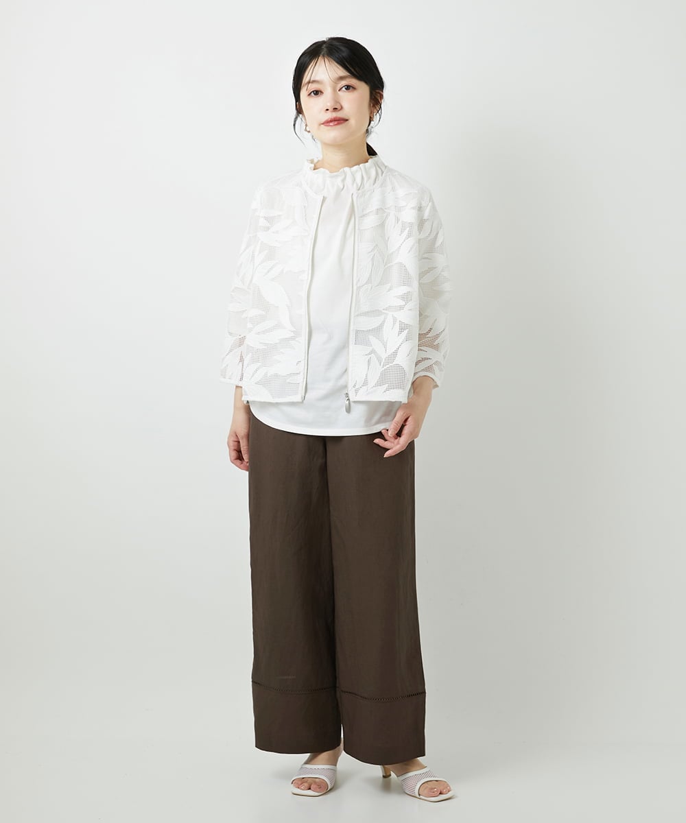 PHJGD37330 GEORGES RECH(小さいサイズ)(メゾン ドゥ サンク) メッシュアップリケノーカラージャケット ブラック