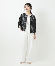 PHJGD37330 GEORGES RECH(小さいサイズ)(メゾン ドゥ サンク) メッシュアップリケノーカラージャケット ブラック