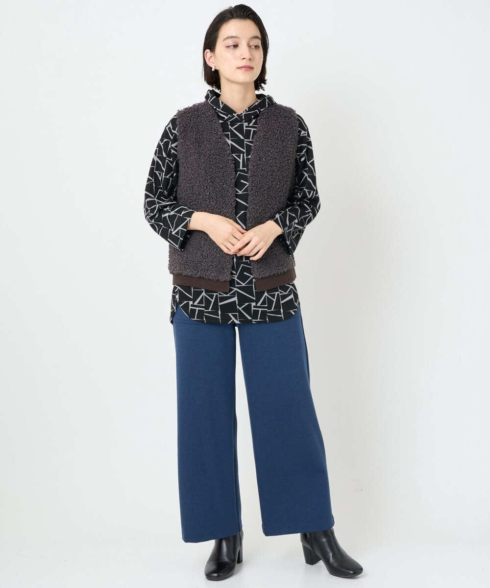 PHKAD22290 GEORGES RECH(小さいサイズ)(メゾン ドゥ サンク)  [日本製]ダブルフェイスミニフード9分袖ロゴカットソー ネイビー